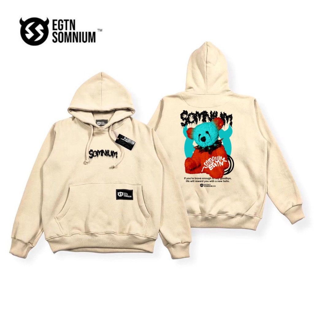 Switer Hoodie Cream Pria Keren Jaket Hodie Jumper Warna Crem Motif Fullprint Sweater Hudie Cowok Distro Krem Sweatshirt