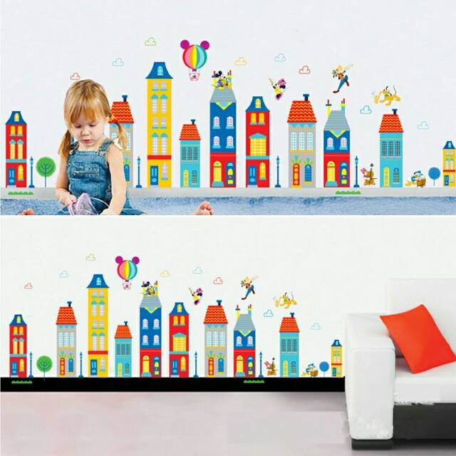 RELIZA WALL STICKER KOTA TOWN ANAK KIDS STIKER DINDING XY1128