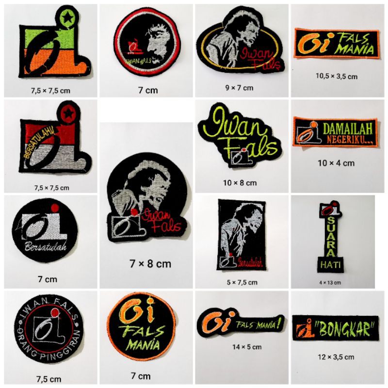 bordir/emblem oi/iwan fals ukuran kecil