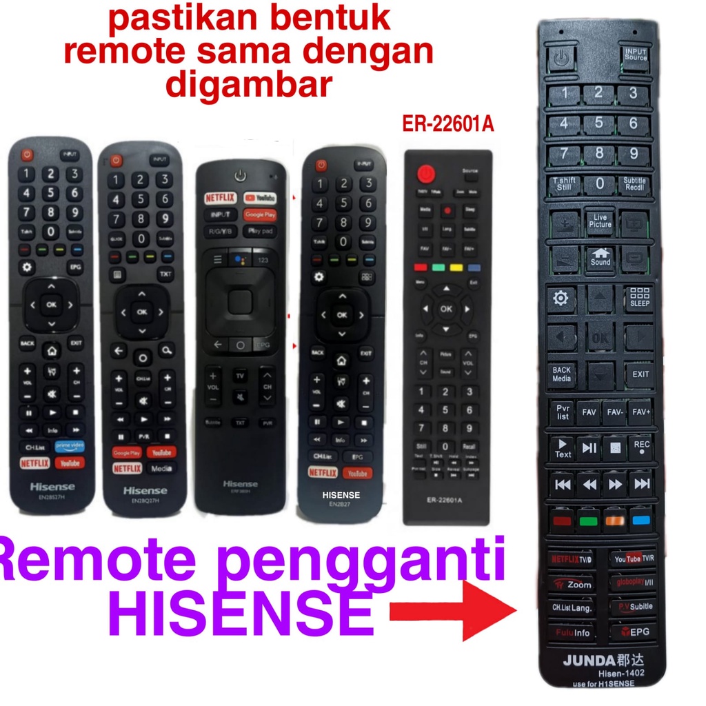 REMOTE TV LED HISENSE REMOTE SMART TV HISENSE EN2B27 MULTI UNIVERSAL JUNDA 1401 SEPERTI ORIGINAL