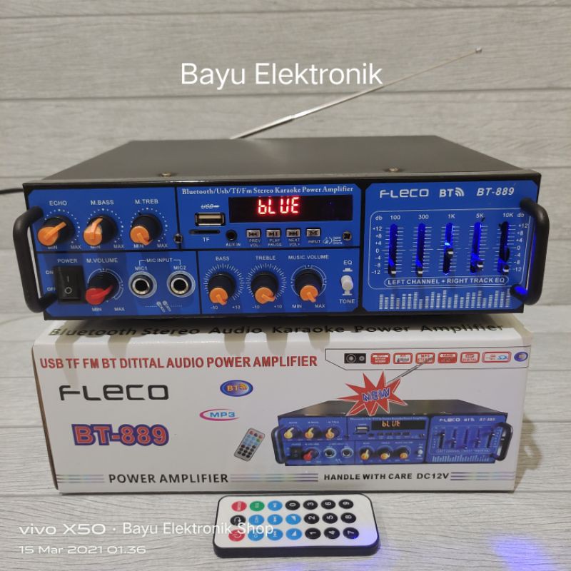 Power Amplifier Subwoofer Fleco BT-889 Original Amplifier Bluetooth Stereo Karaoke MP3 Player Radio