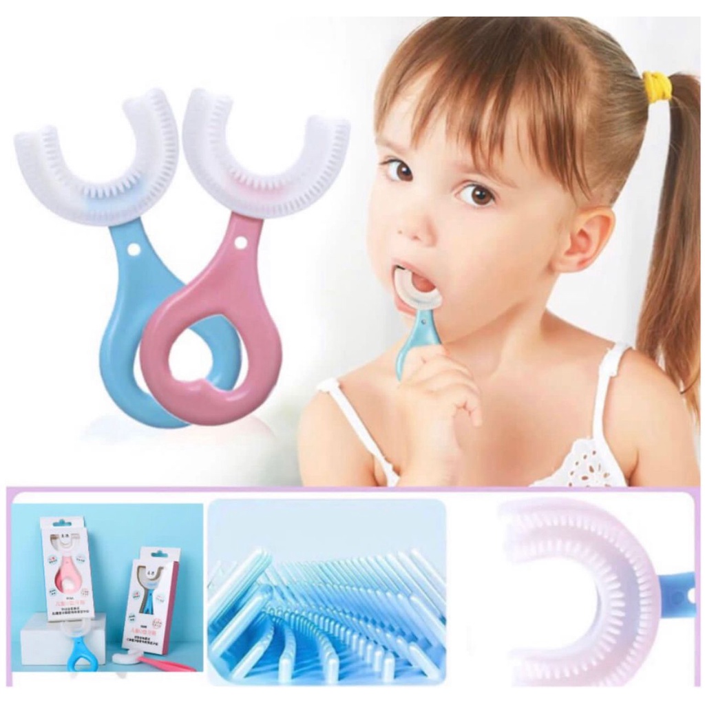 Sikat Gigi Anak Bentuk U Bahan Silikon Tooth Brush Baby 360 Derajat