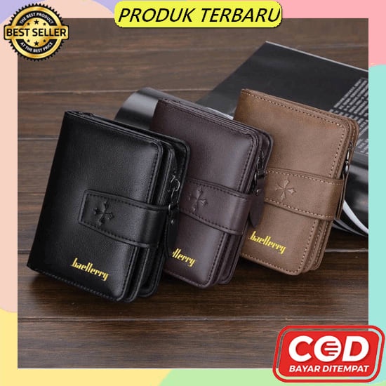 Atdiva Dompet Pria Import Lipat Simple Elegant Bahan Kulit Sintetis Dompet Kulit Asli Pria Cowok Pan