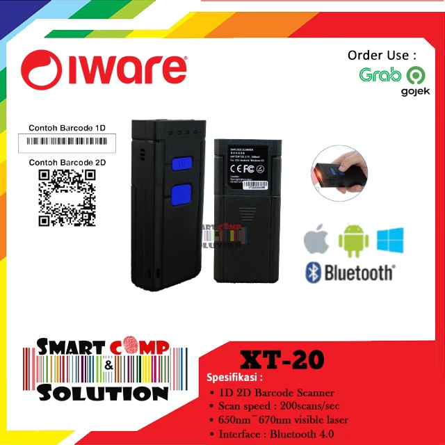 Barcode Scanner Wireless Mini Portable 2D - Iware XT20 / XT-20