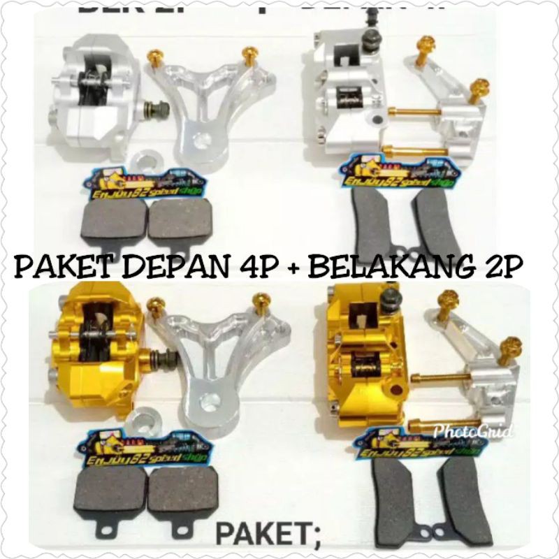 Paket Kaliper Depan 4p / Monoblok Belakang 2p / 2 Piston Ninja 150 R &amp; RR &amp; Satria Fu