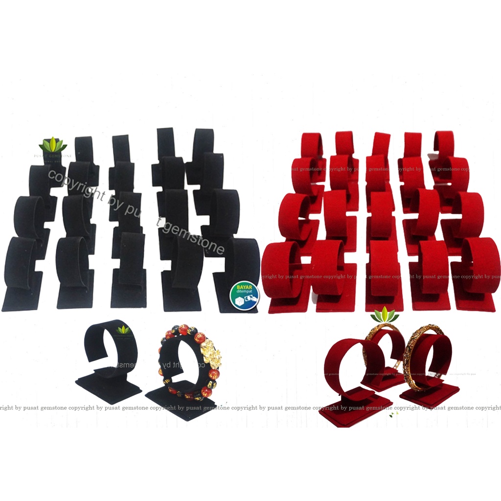 Display Gelang &amp; Jam Tangan Bludru Kulit Sintetis 1 Kodi