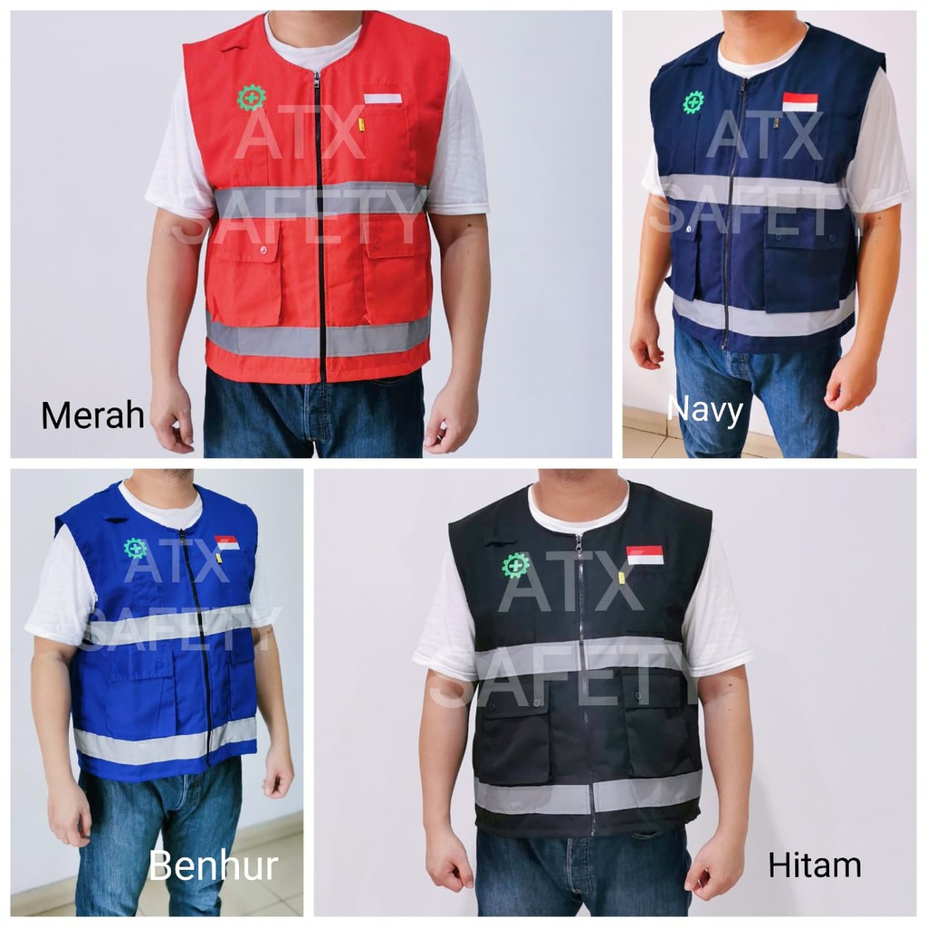 Rompi Safety Rompi Proyek Rompi Kerja Lapangan Bahan Drill Outerwear Merk ATX