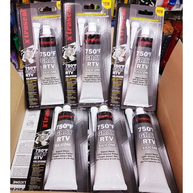 XTRASEAL 750°F GREY RTV SILICONE SEALANT HIGH TEMP 85 GRAM LEM PAKING MESIN MOBIL MOTOR TAHAN TEMPERATUR TINGGI WARNA ABU ABU