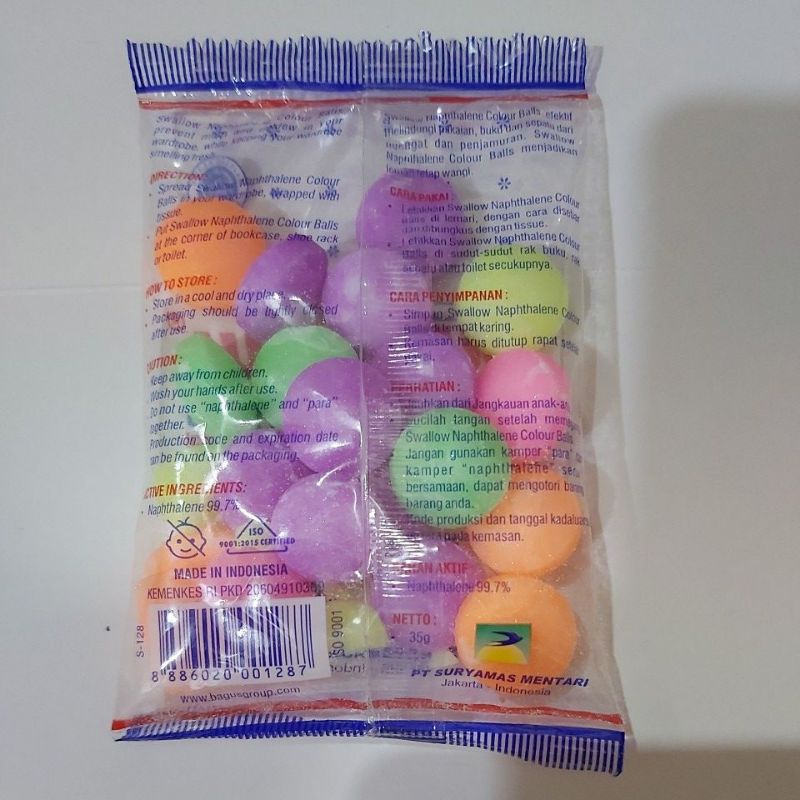 Kamper Swallow Naphtalene Colour Balls / Warna 35g