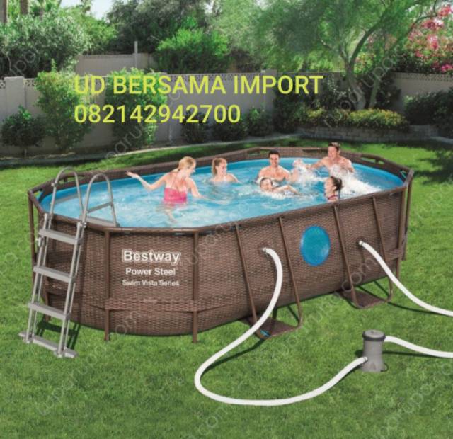 kolam renang frame import bestway power stell pool oval 427x250x100cm