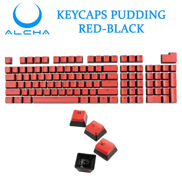 ALCHA KEYCAPS PUDDING / PUDING RED - BLACK MECHANICAL KEYBOARD BACKLIT