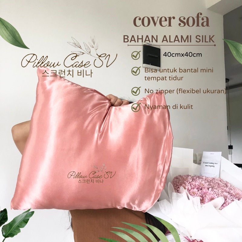 Silk Satin Sarung Bantal Sofa satin silk 40x40 SV  Sarung Bantal Silk Satin Silk Pillow Case Sarung Bantal High quality silk KingKoil Sarung Bantal Aesthetic Satin Pillowcase Premium silkw