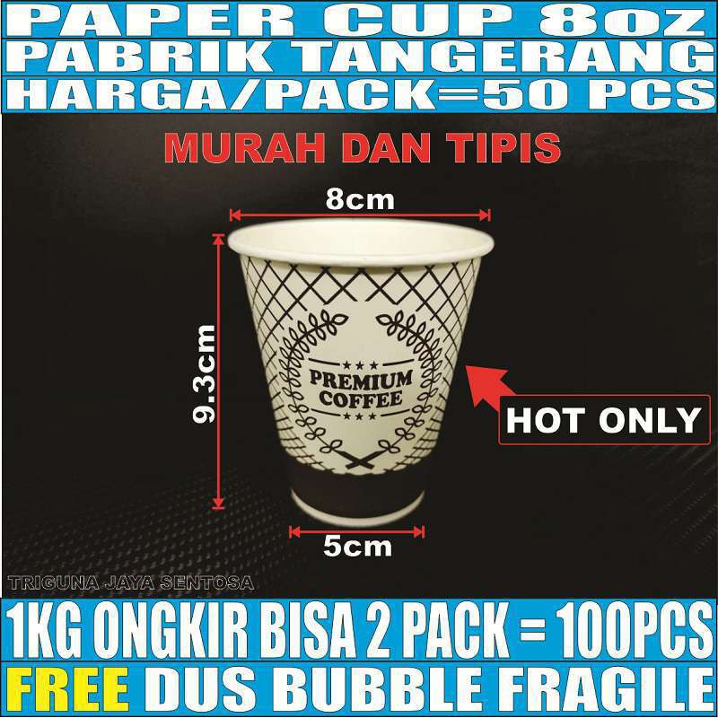 Murah! Paper Cup 8 Oz Pack 50pcs Gelas Kertas Kopi 8oz