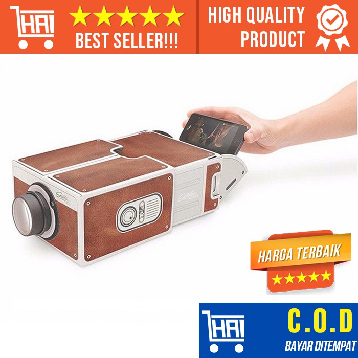 PROYEKTOR HP MINI PORTABEL / PORTABLE SMARTPHONE PROJECTOR HANDPHONE CARDBOARD 2.0 MURAH LCD PONSEL