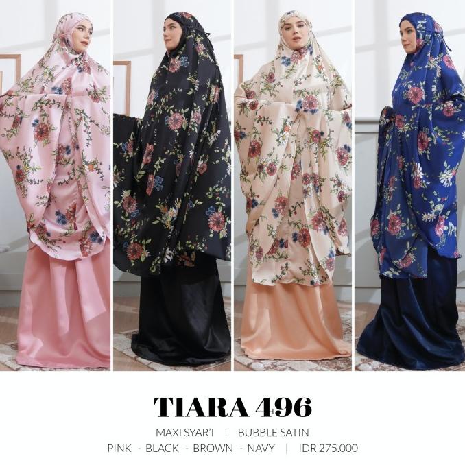 :0:0:0] Mukena Jumbo Tatuis Tiara 496 Satin Motif Bunga Hitam Coklat Pink Navy