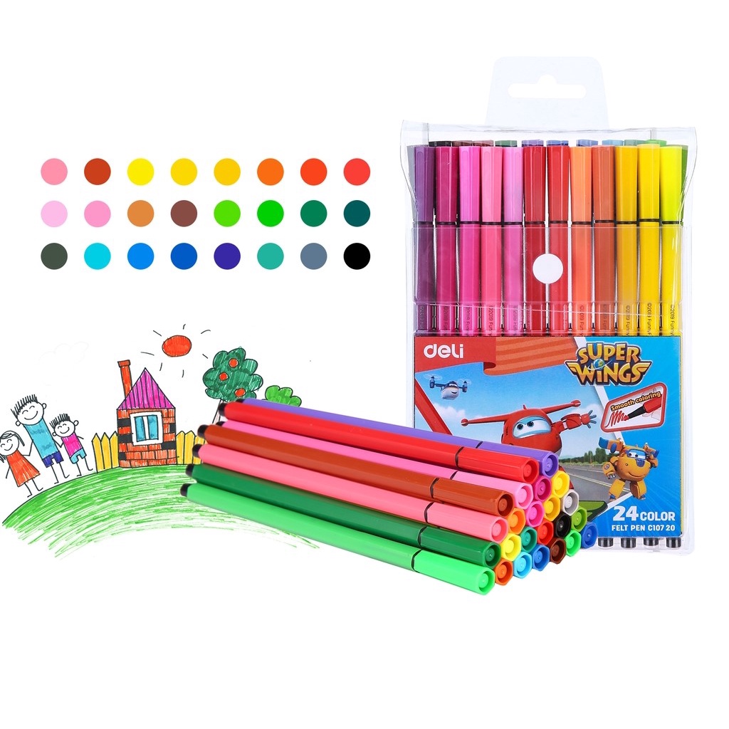 

SPIDOL GAMBAR 24 C FELT PEN DELI C107 20 BAGUS SMOOTH COLORING WASHABLE