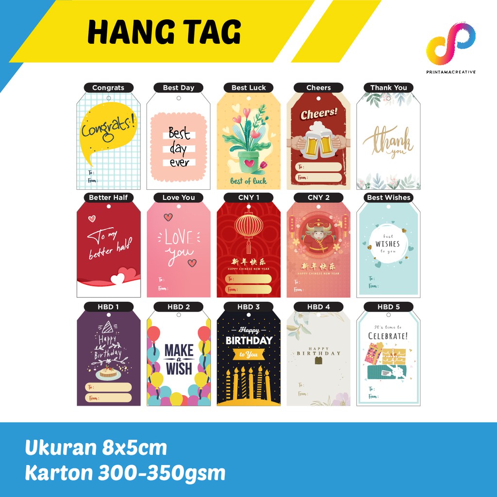 

HANG TAG 8x5cm (12 pcs)/Birthday/Greeting/Love Set