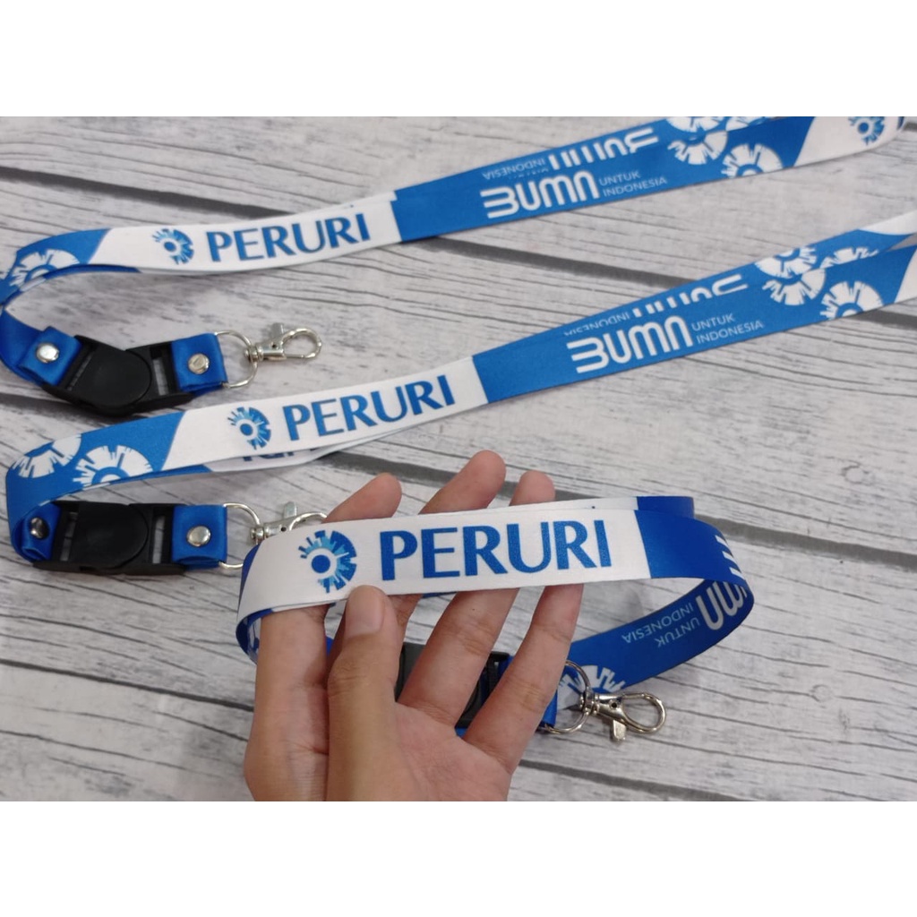 

Lanyard BUMN PERURI Indonesia / Lanyard BUMN PERURI Full Printing / Lanyard Desain Custom Full Printing Surabaya NSR