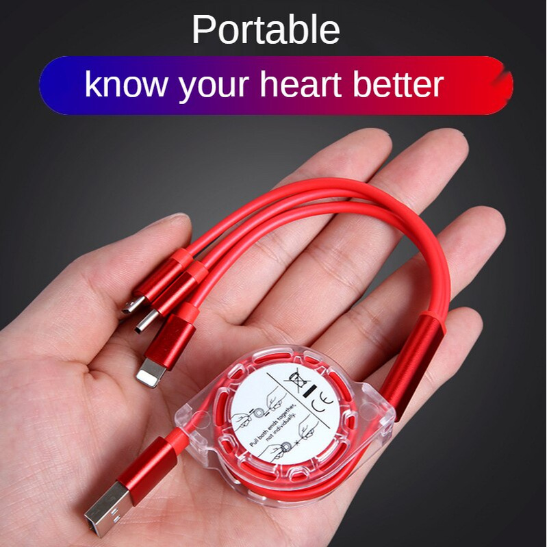 [ One To Three Mobile Phone Charging Cable ][ Three In One Telescopic Data Cable ][ universal USB charging cable one for three ]