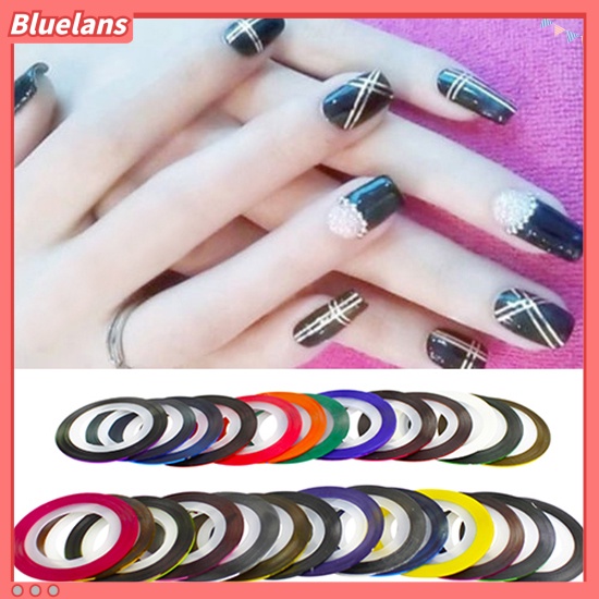 Bluelans 30 Pcs Stiker Tape Garis Warna Campur Untuk Dekorasi Nail Art