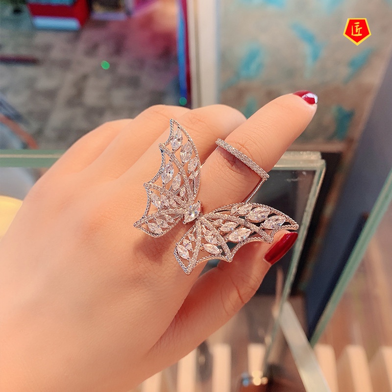 [Ready Stock]Fashion Butterfly Ring Female Personality Affordable Luxury