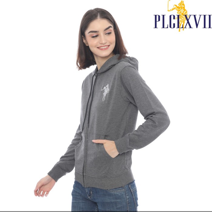 Jaket Wanita Jaket Wanita - Logo Besar 2574 - Abu Misty Tua, M(X8I1) Jaket Wanita Terbaru Model Casu