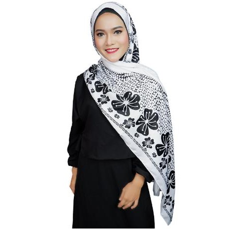 Mobasascarf HIJAB PASHMINA SATIN PRINTING MOTIF / KERUDUNG JILBAB PASHMINA [Hibicus] MB