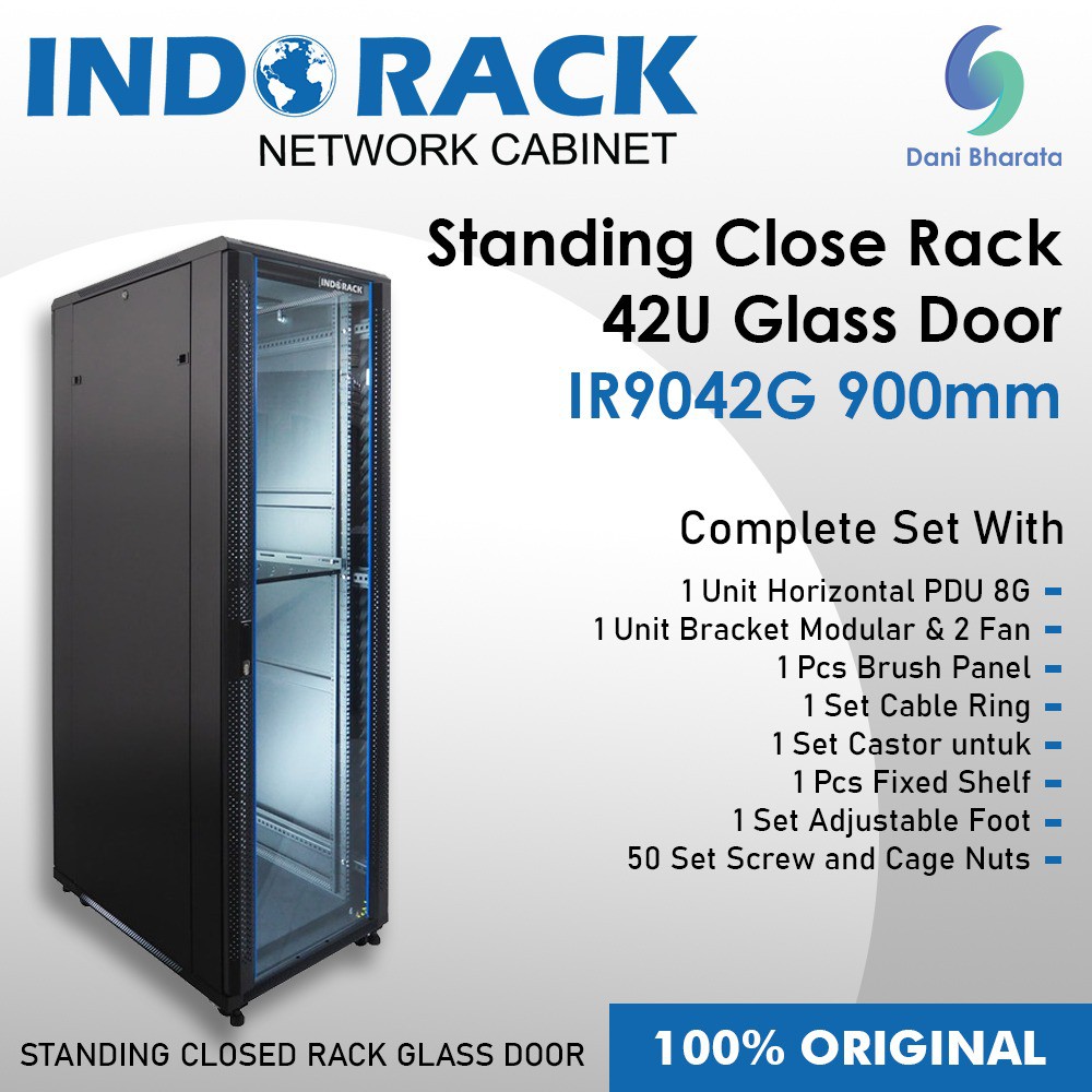 Indorack IR9042G Standing Close Rack 19&quot; 42U Glass Door Depth 900mm STANDING CLOSE RACK 42U