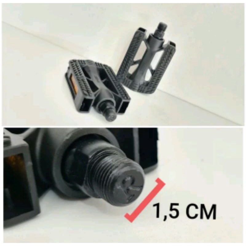 Pedal Sepeda FP 830C Hitam Atom . As Besar UMUM Drat 15 mm. As KECIL Drat 12 mm 1.2cm 12mm.