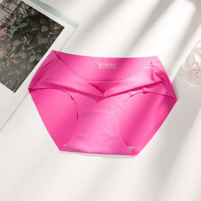 （READY JAKARTA）Celana Dalam Seamless Tanpa Jahitan Anti Nyeplak Fashion Es Sutra CD Wanita-rose Red