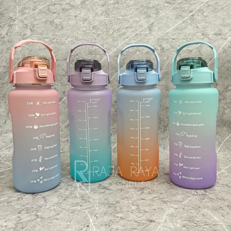 [⚜️RR⚜️] BOTOL MINUM VIRAL 2000ml 2L 2 LITER BOTOL MINUM 2L 2000ml 2 liter BOTOL VIRAL BOTOL MINUM KOREA BOTOL MINUM MOTIVASI BONUS STICKER LUCU-1