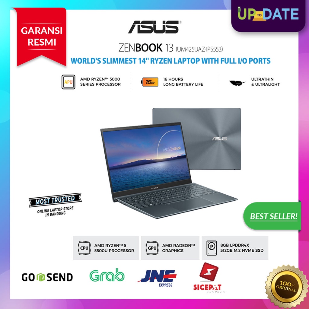 Asus ZenBook UM425UAZ-IPS553 Ryzen 5 5500U 8GB 512GB 14" W11 OHS2021