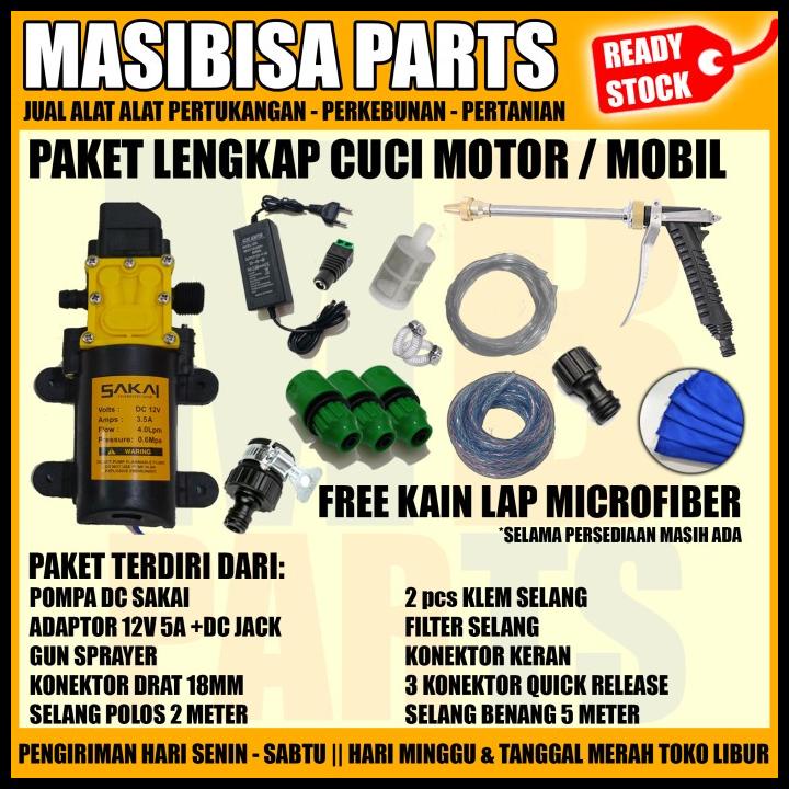 Paket Set Cuci Motor / Mobil Dengan Gun Sprayer + Tabung Sabun