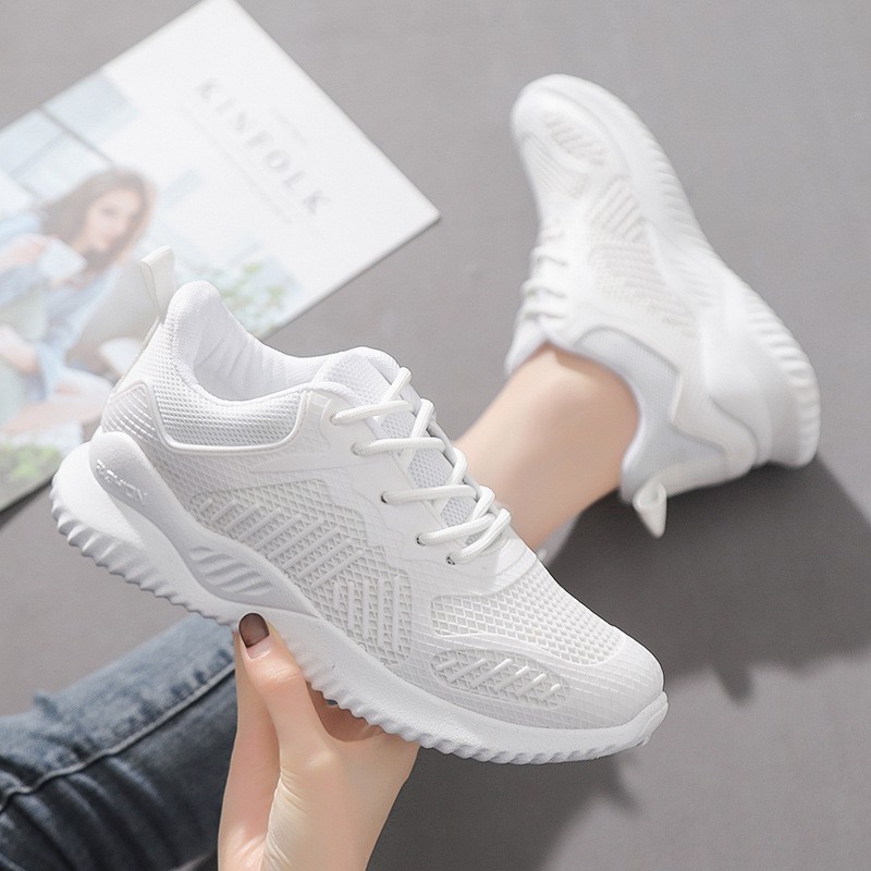Sepatu Olahraga Wanita Putih Sneaker Sport Cewek Import Spatu Sneakers Wanita running Fashion SP-093-Putih Polos