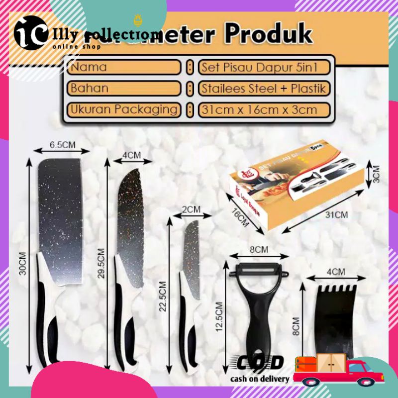 Pisau Set Dapur Isi 5 Pcs + Peeler