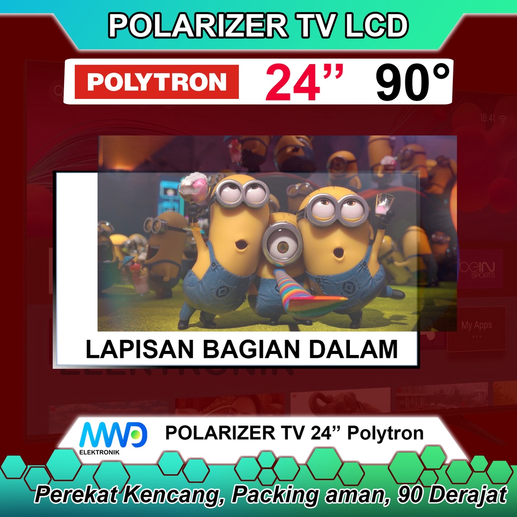 POLARIZER TV LED POLYTRON 24 INCH 90 DERAJAT POLARIS POLARISER TV LCD LAPISAN PLASTIK DALAM INC IN