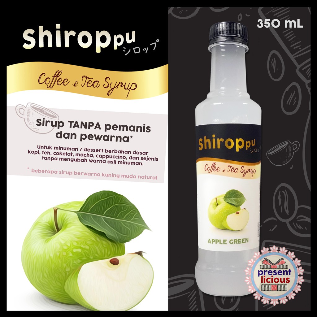 

Apple Green | Shiroppu Coffee and Tea Syrup 350 mL | Sirup Tanpa Warna dan Pemanis Apel Hijau