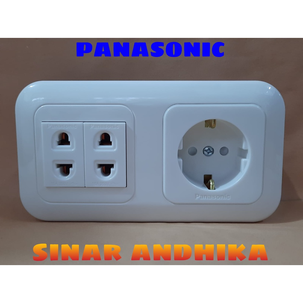 STOP KONTAK (CP) + DOUBLE UNIVERSAL PUTIH PANASONIC WEJP 11212-7+WEJ 10919