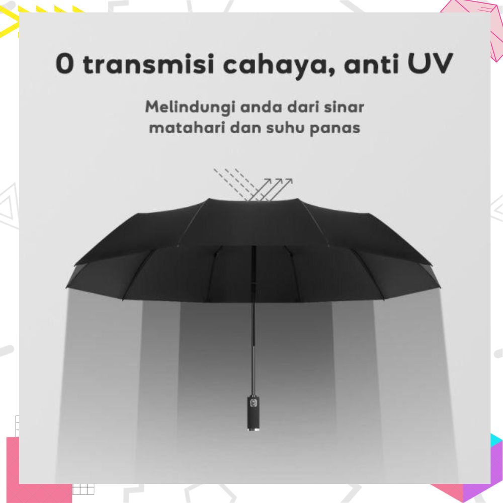 LEXJAKARTA  Payung Lipat Otomatis Anti Sinar UV Premium Folding Travel Umbrella Bagus Bahan Tebal / Payung Otomatis Buka Tutup Anti UV Matahari Panas Hujan Protection