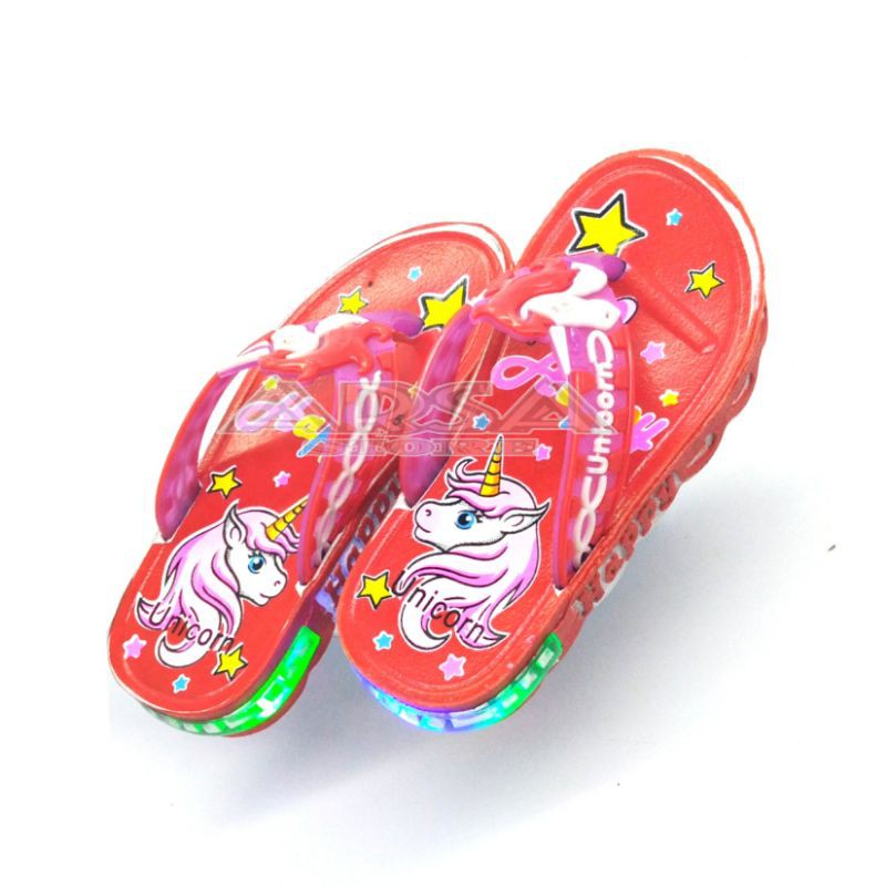 Sandal LED Anak Perempuan / Sandal Nyala Anak Cewek Unicorn / Kado Untuk Anak Murah Usia 2 - 7 tahun