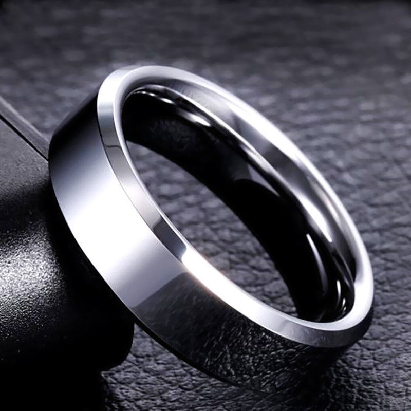 Cincin Pria Wanita Cincin Titanium Black Silver Gold Cincin Unisex Cincin Polos Simple JCP-013