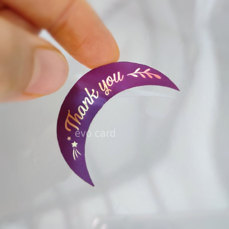 Jual Sticker Thank You cute bentuk bulan sabit | warna ungu dengan