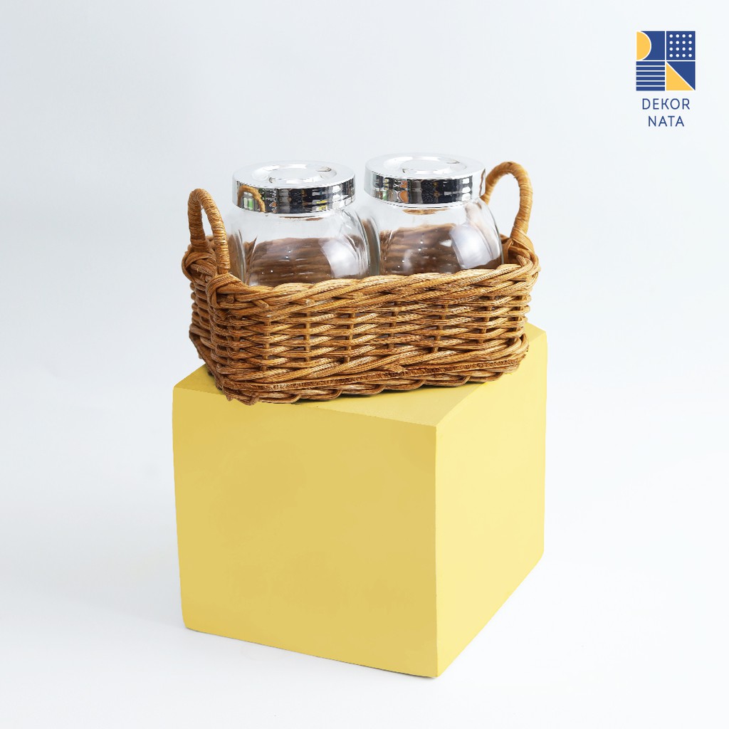 

Dekornata Keranjang Rotan 1 Set / Keranjang Anyaman + Toples