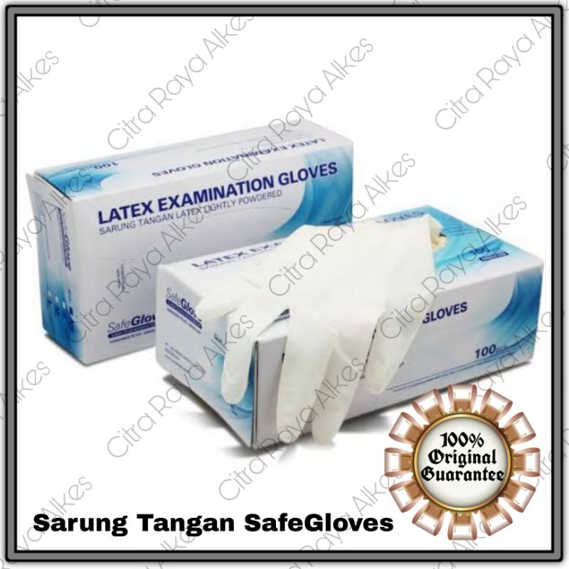 Sarung Tangan Latex Non Steril Safe Glove isi 100 pcs / Latex Examination Gloves