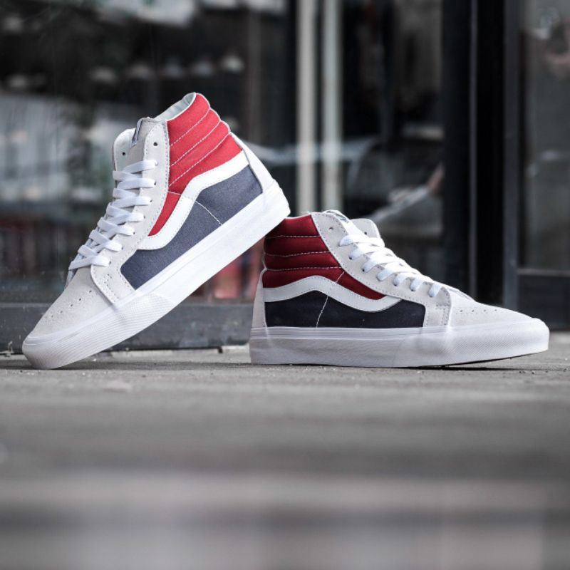 Vans Sk8 Hi Retro Block White Red Dark Navy Pepsi Original 100% Guarantee BNIB