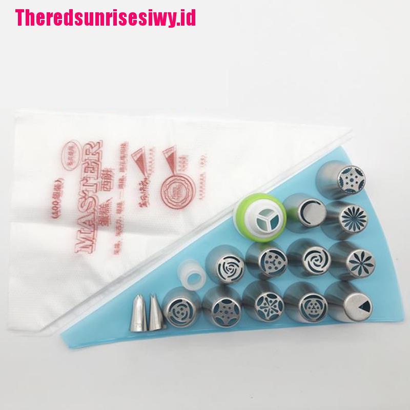 27 Pcs / Set Nozzles Icing Piping Bentuk Daun Tulip Rusia Untuk Dekorasi Kue