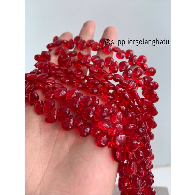 batu tetes air mata 10mm RED QUARTZ kuarsa merah bahan LUBANG SAMPING