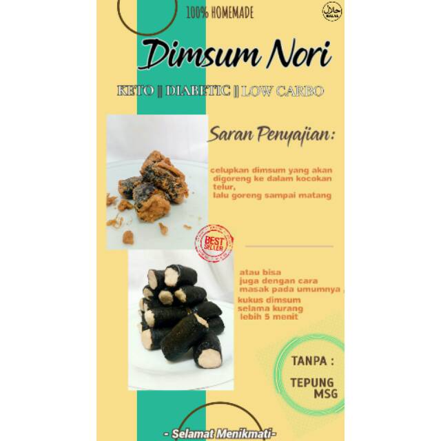 

Dimsum Nori isi 10pcs (diet keto) tanpa tepung
