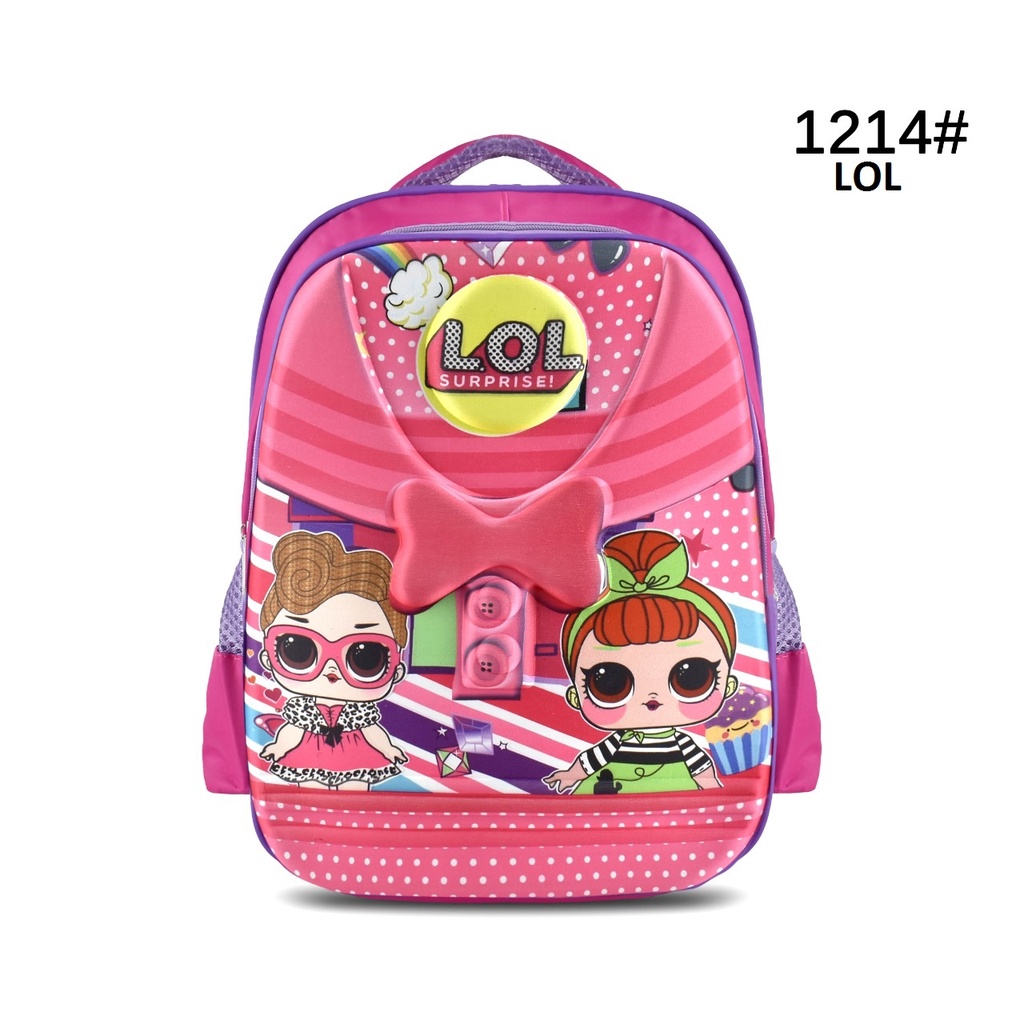 Tas Sekolah Cartoon 1214 Girls 14 Inch Ransel Anak Cewek Timbul Sekolah (Frozen,LOL,Sofia,&amp;Unicorn)