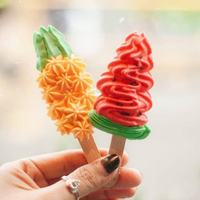 

(paket isi 6pcs -20 pcs) Meringis Meringue Lollipop Meripop Buah Sayur Maringue stik lucu anak ultah schuimpjes